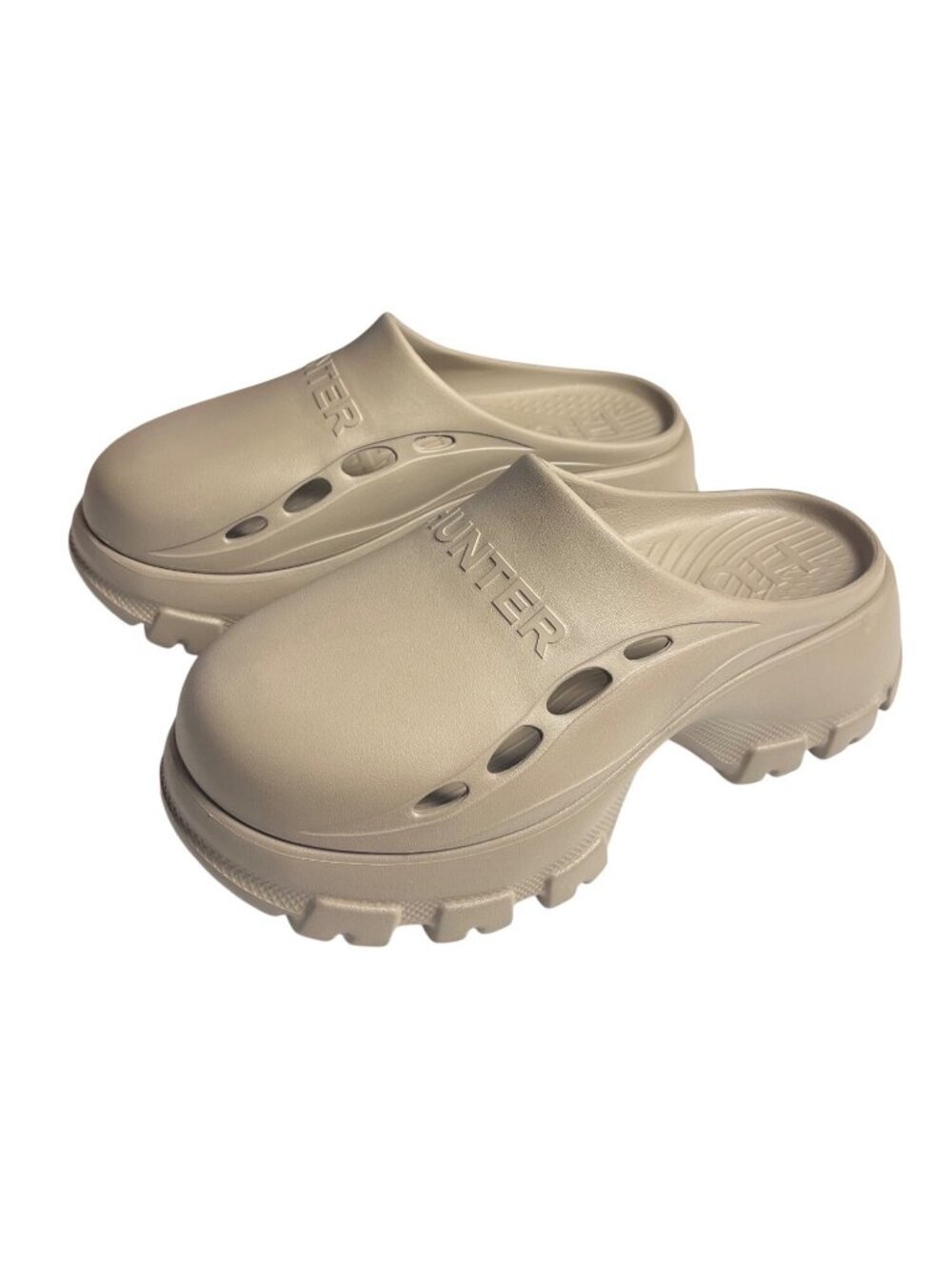 Hunter Womens Bryce Clog Light Natural Size 8 US Medium Slip-On Waterproof Shoes